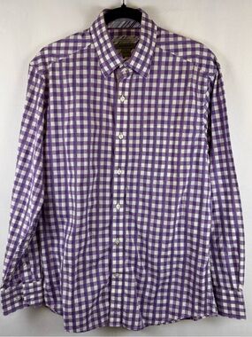 Johnston & Murphy Purple Gingham Button Down Shirt Men’s Medium